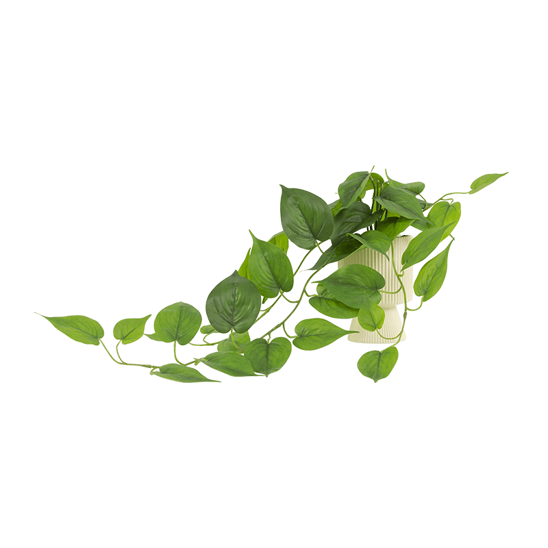 Planta verde artificial com 40 folhas em vaso de cerâmica