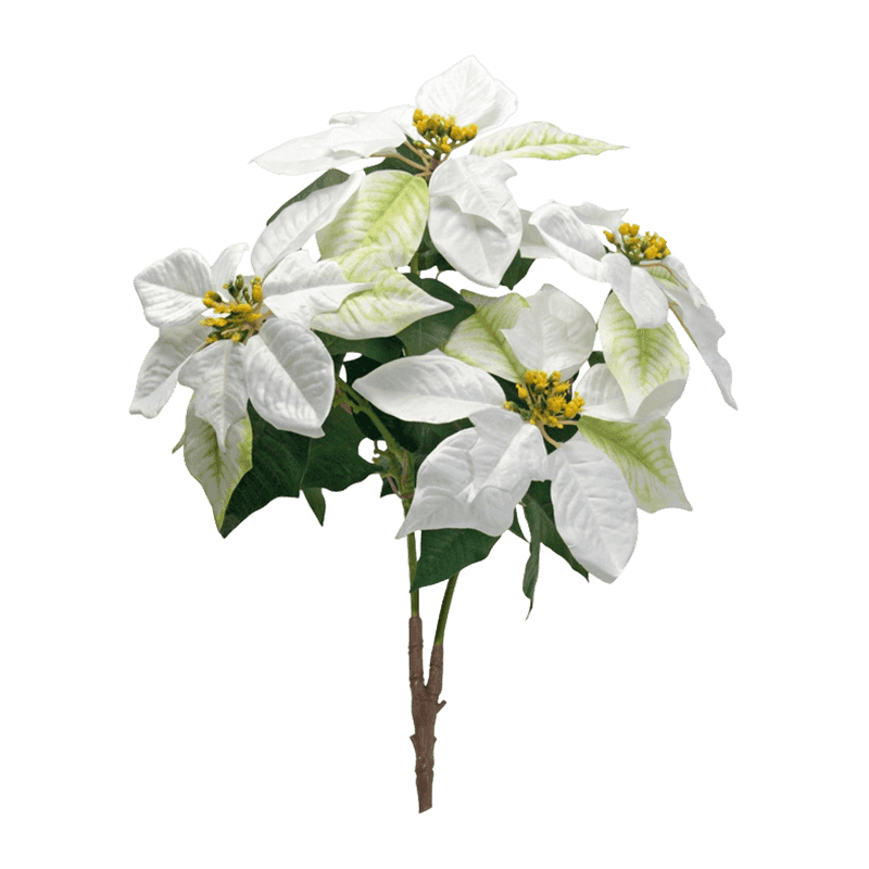 Ramo de poinsétia de seda com folhas florais de Natal
